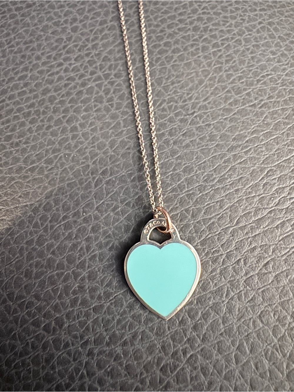 Tiffany & Co. Silver Necklace with Light Blue Heart Pendant